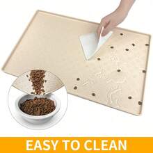 1pc Silicone Paw Detail Pet Placemat - Waterproof And Non-Slip For Daily Feeding, Food And Water Bowl Protection, Prevents Spills And Stains; Perfect For Home Use, Travel, Holiday Gatherings, Festive Parties, - Beige - View 5