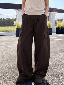DAZY Women's Casual Loose Wide Leg Flare Jeans - Coffee Brown - View 10