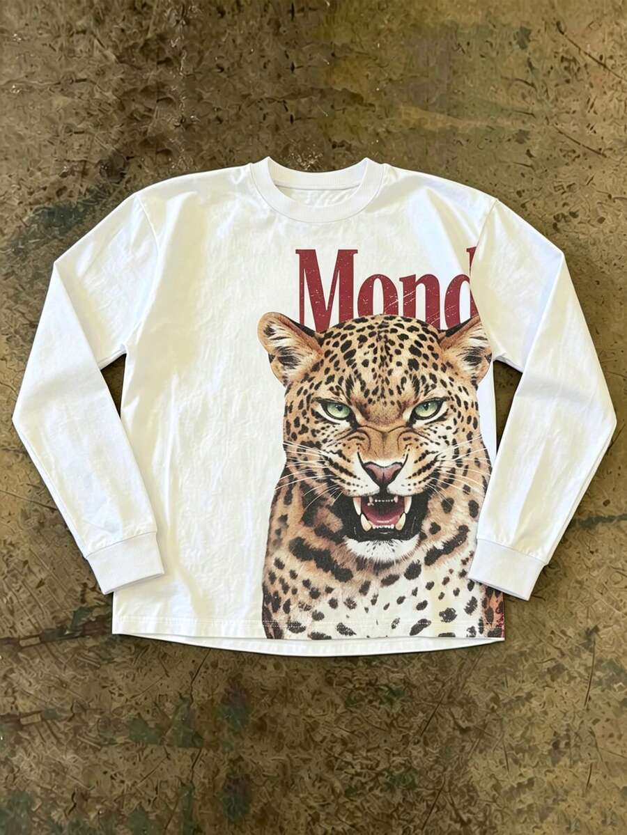 IslaSuriya Men's Spring/Autumn Casual Leopard Print Pullover Sweatshirt - Multicolor - View 1