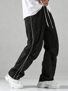 Manfinity Hypemode Men's Street Collegiate Style Pants, Fall - Black - View 5