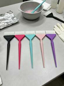 5/1pc Fashion Hair Salon Professional Hair Dye Tools, Color Straw Hair Dye Brush, Barber Shop Perming And Dyeing Oil Brush, High-End Hair Salon Dyeing Comb, Large Hair Dye Brush - Multicolor - View 2