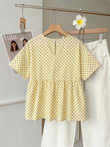 SHEIN EZwear 女款休閒極簡日常百搭聚會機場 Y2K 波點上衣，夏季外出穿搭 - 彩色 - 查看 2
