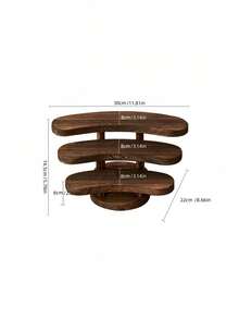 1Pc 3-Layer Wooden Shelf Organizer, Rustic Brown Desktop Display Rack For Makeup Bottles, Tea Sets, Small Decor Items - View 3
