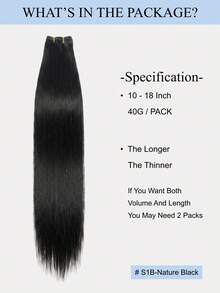 超薄編織髮接片 Genius Weft 縫接髮片 10-18英吋 40G/包，萬聖節聖誕禮物，增加細髮或薄髮的豐盈度與長度，S1B 柔軟順滑質感，可手洗，女性用自然直髮 - S1B - 查看 3