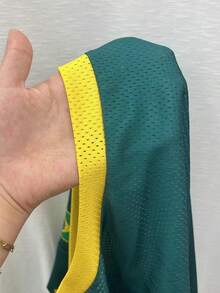 Maweii 大尺碼女款夏季寬鬆運動T恤 網布字母印花拼接上衣 度假風 - 彩色 - 查看 6