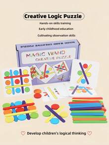 MINKOJA Wooden Color Stick & Circle Matching Puzzle Game, Kids Spatial Thinking Brain Training Toy With Challenge Flash Cards, Fine Motor Color Recognition Educational Toy For Toddlers 3 Years+ - Multicolor - View 10