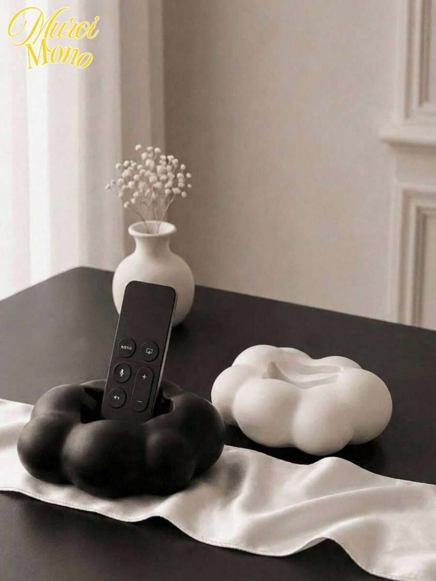 Muroi Mono 1PC/2pcs Cloud-Shaped Remote Control Storage Box, Creative Desktop Shelf, Simple Black And White Practical Storage Ornament. - Multicolor - View 1