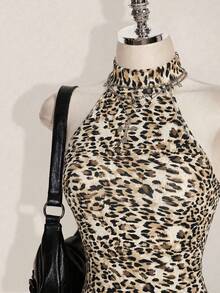 SHEIN ICON 女款豹紋掛脖修身連身褲 - 彩色 - 查看 6