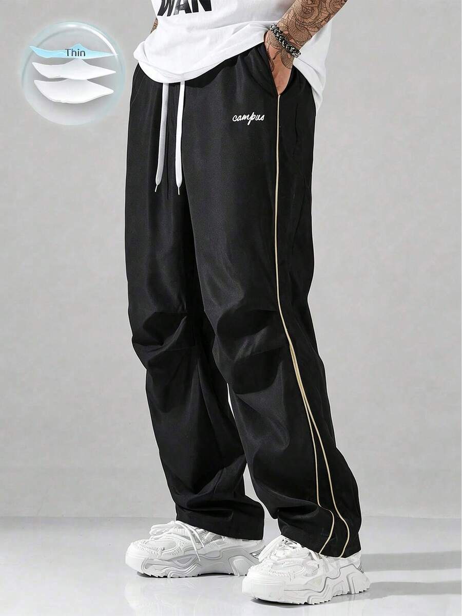 Manfinity Hypemode Men's Street Collegiate Style Pants, Fall - Black - View 1