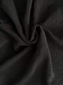 Women's Solid Color Short Sleeve Single-Breasted Ruffle Hem Casual Dress - Black - View 6