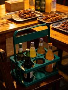 Foldable Drink Beer Carrier, Portable 6-Bottle Beer Holder Organizer, Multipurpose Storage Basket For Coffee, Milk, Tea, Ideal For Daily Use, Party Supplies And Must-Have Accessory For Beer Festivals - Multicolor - View 2