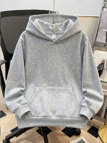 SHEIN Teen Boys Casual Loose Comfortable Versatile Solid Color All-Match Sweatshirt - Grey - View 8