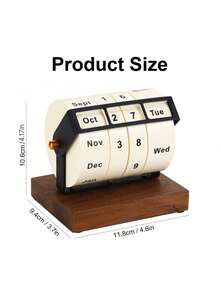 Rotary Perpetual Calendar 2025 2026 Wooden Rotating Reusable Desk Calendar With Motivational Quote Countdown Calendar For Home Office Desk Decor Desktop Organizer Modern Tabletop Decor Gift - Style 1 - View 3