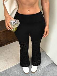 Gameset SHEIN Sport Women's Casual Versatile Daily Travel Sports Flare Leggings - Black - View 2