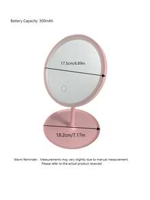 1pc LED 3-Color Makeup Mirror Touchable Dimming USB Charging Portable Desktop Vanity Mirror For Dormitory Bedroom Powder Room - Tray vanity mirror - View 3