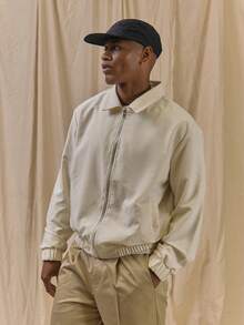 Musero Collared Harrington Jacket Elasticated Cuffs And Hem Button Detailing Spring Summer Essentials - Beige - View 2