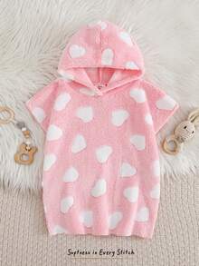 Cozy Pixies Bata de baño con capucha para bebé niña, de franela absorbente, linda y cómoda, apta para otoño/invierno, manta para diversas estaciones y ocasiones como baño y playa - Rosa Pálido - Ver 3