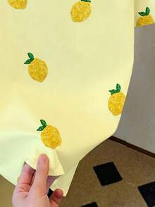 Young Girl Casual Minimalist Cute Polka Dot Mini Shiny Textured Lemon Pattern, Cream Yellow, Pastoral Vacation Style, Round Neck Short Sleeve T-Shirt Suitable For Summer Kawaii, Graphic Tee, Cozy, Tops, Cute - Multicolor - View 6