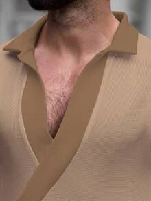 Manfinity Homme 男士 1 件寬鬆百搭背心，適合工作通勤、日常穿著、疊穿與外穿，成熟版型，Ins 熱銷，休閒、運動、日常通勤與度假皆適用，送給男友、丈夫與情侶的完美禮物 - 棕色 - 查看 5