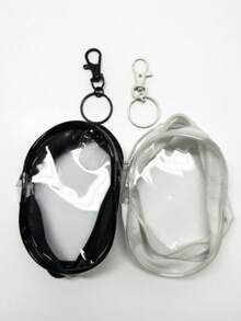 2pcs/1pc Portable Mini Clear Zipper Storage Pouch, Multi-Functional Jewelry Organizing Bag For Earphones, Power Bank, Keychains, Rings, Perfume, Unisex Travel Essential (Keychain Style Random) ,Jewellery Box,Pouch,Makeup Brush Holder, - Black - View 11