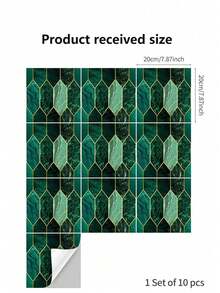 10 Into The Group Shiny Self-Adhesive Ceramic Magnet, Suitable For Kitchen, Bathroom, Waterproof And Oil-Proof Wallpaper Stickers, Diy Light Luxury Backsplash - 10Pcs - View 3
