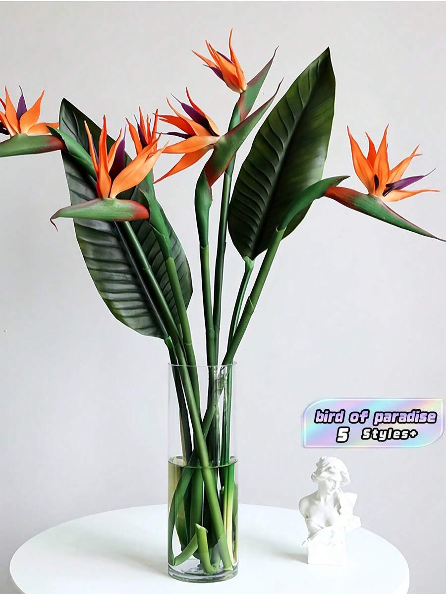 1/2/5PCS 58cm/22.8in Artificial Bird Of Paradise Flowers, Soft Silicone Realistic Stems, Fade-Resistant Lifelike Petals, Ideal For Vase Centerpiece, Living Room, Office, Wedding, DIY Craft Arrangement, Home Decor - Multicolor - View 1