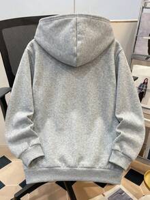 SHEIN Teen Boys Casual Loose Comfortable Versatile Solid Color All-Match Sweatshirt - Grey - View 2