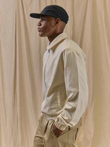 Musero Collared Harrington Jacket Elasticated Cuffs And Hem Button Detailing Spring Summer Essentials - Beige - View 3