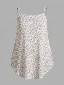 SHEIN EZwear 大尺碼女款豹紋寬鬆休閒細肩帶背心上衣 - 彩色 - 查看 1