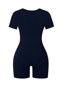 Slayform Slayform Mono deportivo de yoga sin costuras con elasticidad alta y textura acanalada - Azul Marino - Ver 3
