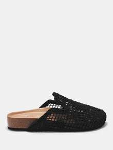 CUCCOO CURVES Women's Woven Breathable Hollow Mules Closed Toe Slippers New Summer Casual Mesh Flats - Black - View 10