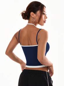 SHEIN Velisys 2件組運動背心，對比色設計，基礎款，藍色＋灰色，健身/瑜珈適用 - 彩色 - 查看 2