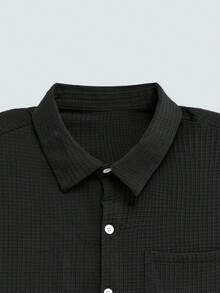 Modcrash Plus Size Men's Solid Color Short Sleeve Single-Breasted Casual Pocket Shirt - View 6