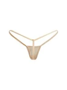 Ocili 7件套舒适纯棉极简比基尼内裤套装 - 卡其色 - 查看 6
