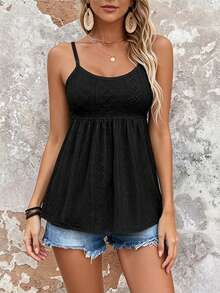 Breezaya Tank Top Cami Polos Ukuran Plus untuk Wanita, Kasual dan Serbaguna untuk Pakaian Liburan - Hitam - View 3