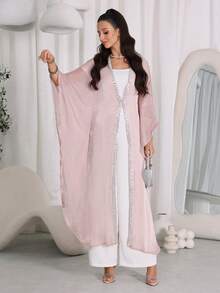 Al Najma Women's Vintage Modest Normal Loose Elegant Long Arabic Abaya Wedding Summer - Khaki - View 5