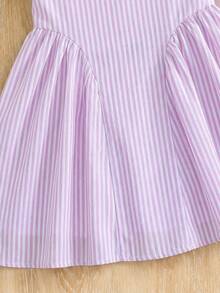 Emery Rose Kids Emery Rose Kids 女孩編織黃色條紋休閒細肩帶洋裝 夏季海灘度假小洋裝 蝴蝶結設計 薰衣草色 假期穿搭 - 粉色 - 查看 3
