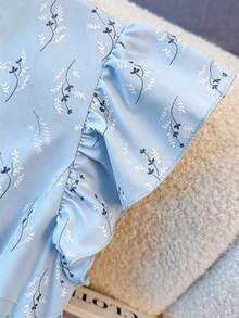 SHEIN Franclia 四季洋裝、國慶洋裝、新年洋裝、墨西哥洋裝、優雅禮服、田園風洋裝、藍色洋裝、棉質洋裝 - 藍色 - 查看 3