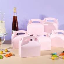 10PCS Portable Gift Boxes, Wedding Cake Boxes, Birthday Baby Shower Party Favor Boxes, Creative Candy Chocolate Paper Boxes - pink - View 4