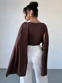 RiviMae Body sin mangas con pliegues de unicolor de moda para mujer - Marrón - Ver 2