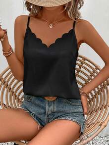 SHEIN Frenchy 女款夏季休閒百搭純色細肩帶背心 - 彩色 - 查看 6