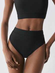 YARNWELL Women's Summer Beach Solid Color Casual Bikini Bottoms - Black - View 8