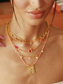 Glisma A Fashionable, Beautiful, Simple, Light Luxury And Sweet Holiday Girl Multi-Layer Necklace - Multicolor - View 7
