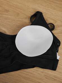 SHEIN Sports Women's Solid Color Minimalist Cropped Sports Tank Top For Running And Fitness - Black - View 7