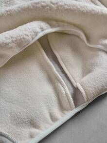 PAVTROS Men's Colorblock Fleece Jacket In Off-White, Zipper Jacket, Suitable For Daily Casual, Weekend Outings, Autumn/Winter Outerwear - White - View 7