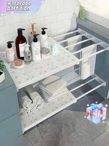 1 Estantería para armario, Estantería de almacenamiento de varios niveles, Gabinete de dormitorio extensible sin clavos, Estantería de almacenamiento para baño y cocina, Gabinete de almacenamiento, Estantería de almacenamiento de varios niveles - Multicolor - Ver 5