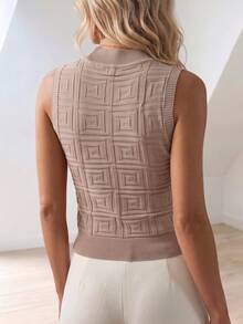 Sprig & Strand Top de punto unicolor de cuello redondo - Caqui - Ver 2