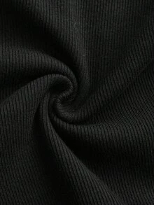 SHEIN BAE 大尺碼休閒百搭純色 95% 棉緊身褲 - 黑色 - 查看 7