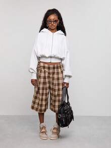 COUREZ Falda midi envolvente con lazo lateral en cuadros / Ropa de verano Y2K Atuendos de verano para mujeres Atuendos para salir Faldas para mujeres Falda negra Falda de verano - Multicolor - Ver 2