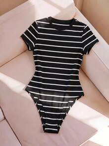 SHEIN BASICS 女款連身衣 夏季女裝套裝 - 黑色 - 查看 1